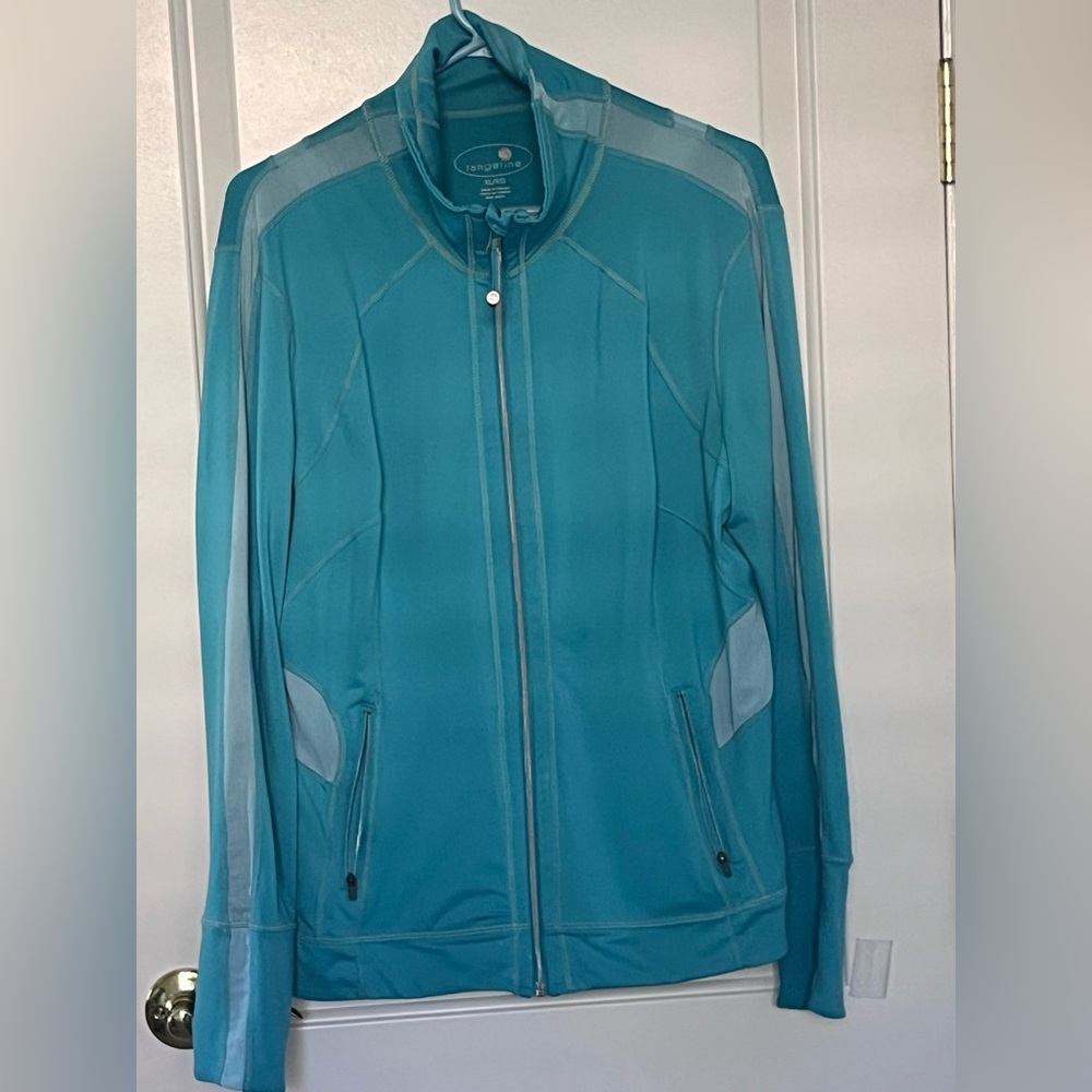 Tangerine Women's Lightweight Aqua Blue Casual Jacket with mesh detailing sz XL